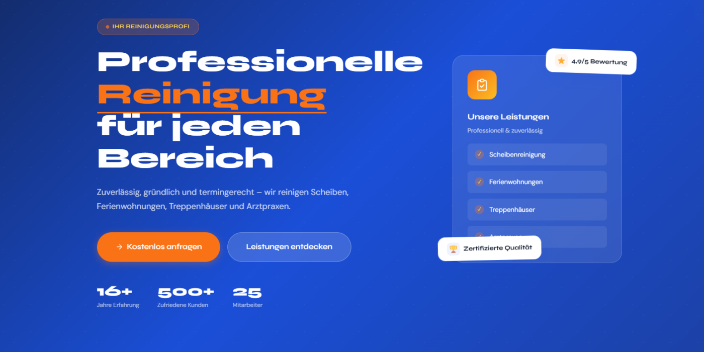 Website für Reinigungsdienstleister DE/EN